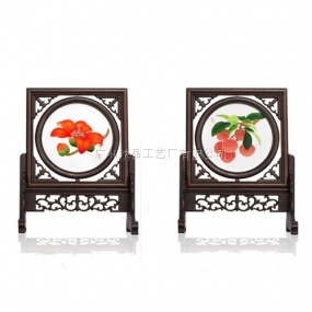 廣繡《雙面座屏》（荔枝、紅棉） 24x30cm